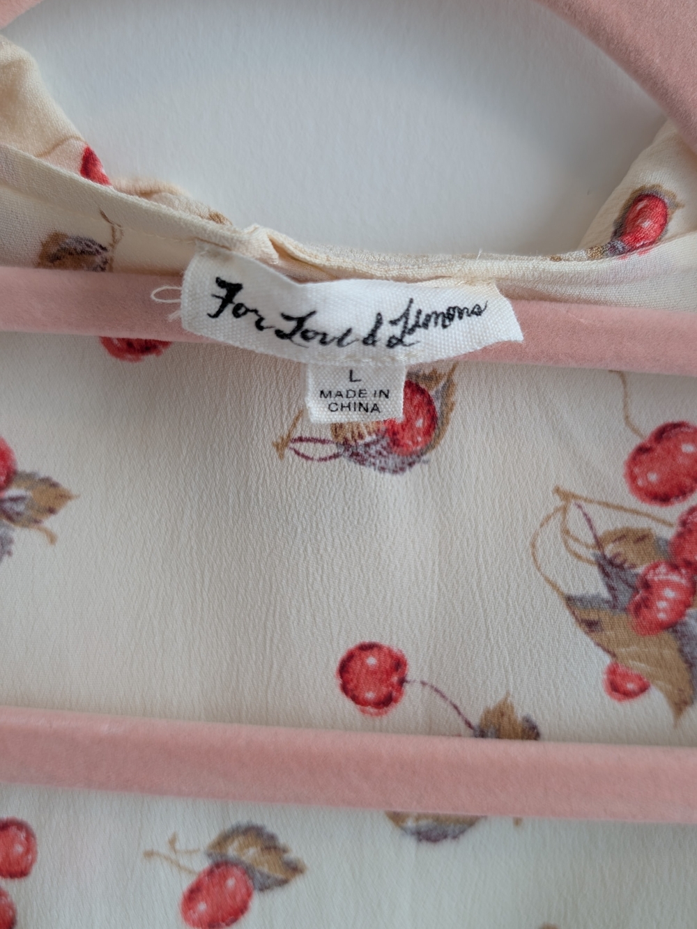 For Love & Lemons Cream Mini Dress with Red Cherry Print - Picture 4 of 6